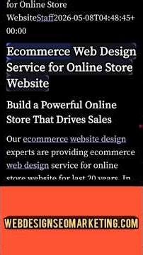 Ecommerce Web Design Service for Online Store Website