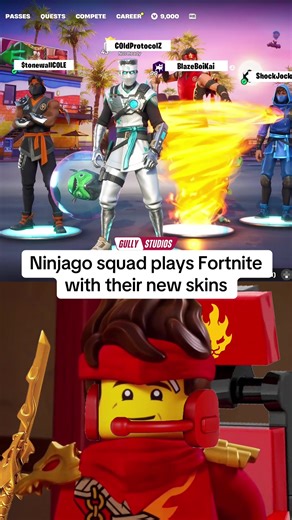 Kai, Jay, Zane, & Cole play Fortnite with their new skins #fortnite #fortnitebr #ninjago #legoninjago #lego