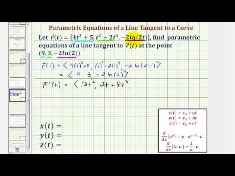 Ex: Find Parametric Equations of a Tangent Line to a Space Curve