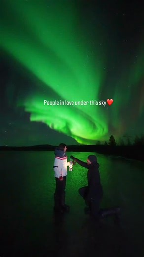 Lorenzo Mirandola ■ Lapland on Instagram: "She said yes under the most beautiful northern lights show❤️❤️ This was during our last aurora road trip😍 #northernlights #auroraborealis #proposal"