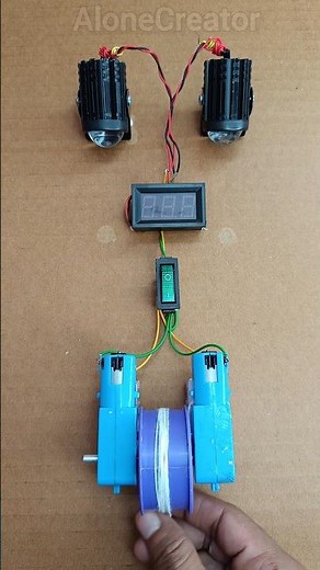 Powering 2 Fog Light & a Voltmeter Using 2 Metal Gear Motors #innovation #tech #diy