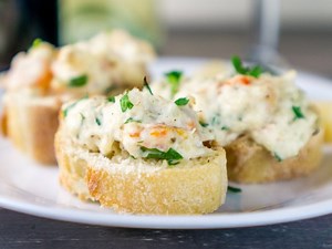 Shrimp and Crab Crostini - Honest Cooking Magazine Recipe