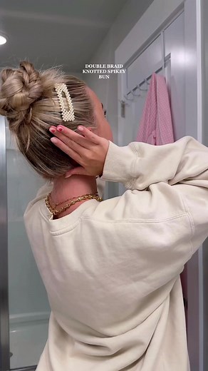Double Braid Knotted Spikey Bun Hairstyle Tutorial