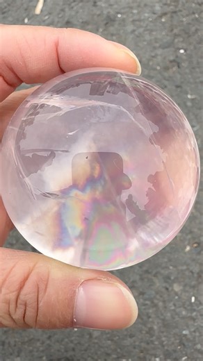 Rose quartz sphere with rainbow 🌈 inside 56mm 💖🔥🌈 | Sara Crystal
