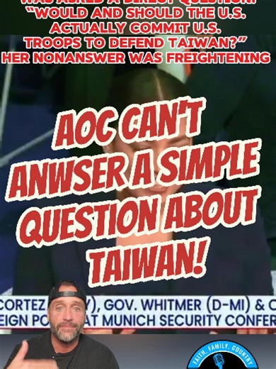 AOC Pressed On Taiwan — Awkward Moment Sparks Viral Reaction 🔥 During a recent exchange, Alexandria Ocasio-Cortez was asked a direct question: “Would and should the U.S. actually commit U.S. troops to defend Taiwan?” Her response — referencing longstanding policy while pausing and choosing words carefully — quickly went viral online. Critics are calling it evasive, while supporters argue that questions involving military commitments and foreign policy require nuance and precision. The issue of 