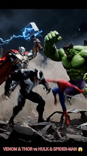 VENOM & THOR vs HULK & SPIDER-MAN 😱 | Most Dangerous Fight Ever 💥 #hulk #venom #spiderman #thor
