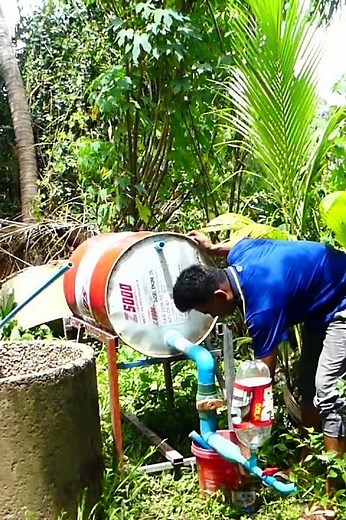 Turn PVC Pipe Vs Drum Pump No Electricity With deep well no spend much moneys