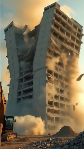 Watch a 15-Story Concrete Giant Collapse in Seconds | Controlled Demolition in Stunning 4K #ai