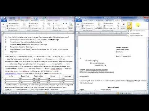 computer Typing 40 wpm personal Letter Formatting video in marathi