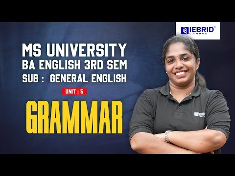 MS UNIVERSITY BA ENGLISH 3RD SEM GENERAL ENGLISH UNIT 5 GRAMMAR | DISTANCE EDUCATION NOTES