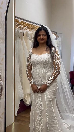 A graceful mermaid tulle gown adorned with full sleeves and delicate lacework. Our beautiful bride Maggy shines radiantly in her dream gown from d’Aisle. Bride @maggymayxo | D'Aisle Bridals