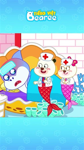 Bác Sĩ Tiên Cá Bearee Cấp Cứu Cá Mập Con Bị Ốm Nặng #shorts #bearee #hoathinh