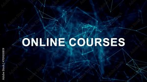 Animated futuristic texts about Language Learning Courses Online, language learning and online courses services