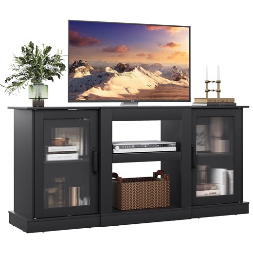 GALAXHERO TV Stand for 65 inch TV Media Console Cabinet with Storage and Open Shelves Entertainment Center for Living Room, Bedroom Black