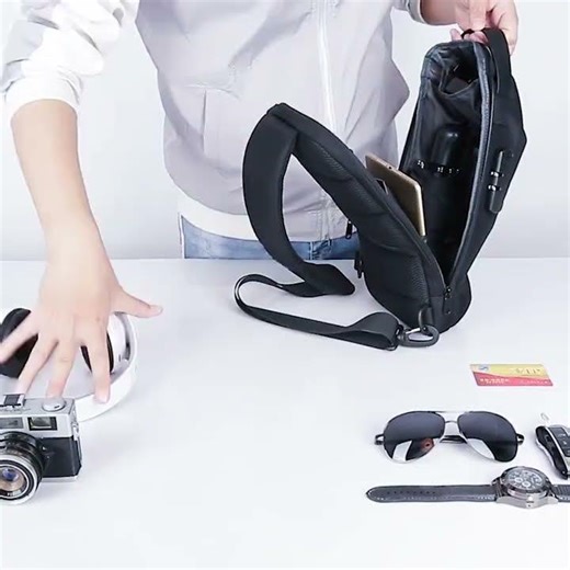 0052 BANGE Chest Bag–Waterproof Anti-Theft Crossbody Sling & MessengerPack with USB Charging for Men