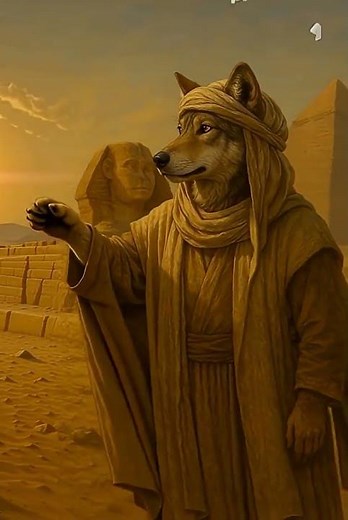 Desert Wolf Meets the Sphinx 🐺🌅 | Ancient Egypt Vibes #wolf #wildlife #pyramid
