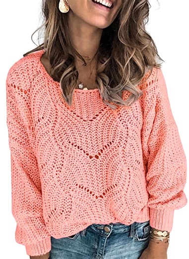 SHEWIN Women's Pullover Sweater Solid Color Long Sleeve Knitted Jumpers Crewneck Pullovers Tops Petite