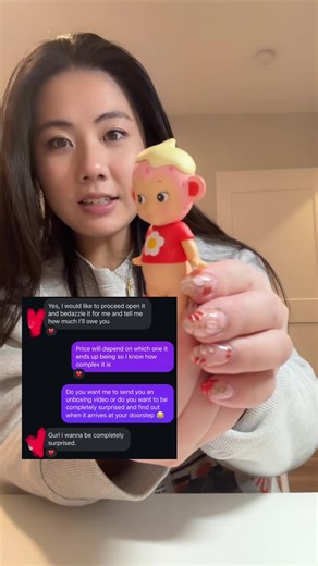 A follower wanted me to surprise them completely by popping open a strawberry love Sonny, bedazzling it, keychainig it, and giving it some bottoms! She just got it in the mail so now I can post the results!! #sonnyangel #bedazzle #diy