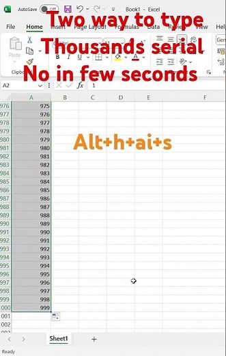 Serial Number in excel shortcut || Automatic serial Number in Excel | Quickly Fill series |#shorts