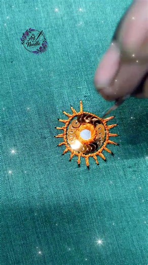 Flower Hand Embroidery Designs | #MirrorWorkEmbroidery #Short #reel