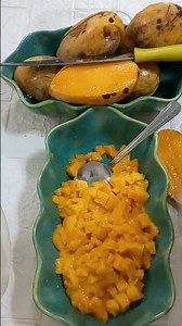 DIY Mango Puree using over-ripe mangoes from our fruit stand.