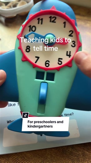Love a good hands on way to learn for my kids! This airplane clock activity is very fun and super helpful learning how to read time! It comes with an activity book and dry erase marker. @Learning Resources Inc. If you have preschoolers or kindergarteners, check it out! #learningtotellthetime #tellingtime #learningtime #homeschoolers #preschoolathome #kindergartenlife