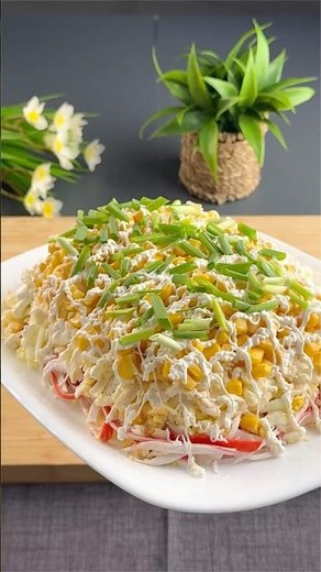 THIS CRAB STICK SALAD GETS BETTER EVERY SINGLE LAYER!