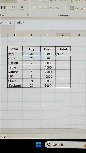 Excel Total Formula in 1 Minute | Qty × Price Formula in Excel | Excel for Beginners
