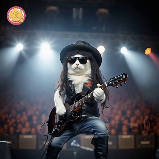 Get ready to rock your whiskers off with Paws & Roses, the purrfectly cool cat band! In their latest concert, the furry quartet takes the stage under the moonlight, belting out their hit song, "Midnight Feline Frenzy." With lead singer Whisker Rose on vocals, Slashclaw on guitar, Purrman Duff on bass, and Clawther Adler on drums, the night turns into a pawsome mix of music and mischief. Watch as the crowd of kittens goes wild, swaying their tails and tapping their paws to the beat. It’s a night 