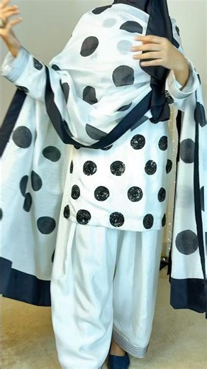Polka dots outfit design black and white suit design #shortvideo #handbroidery #suitdesign #suitcut