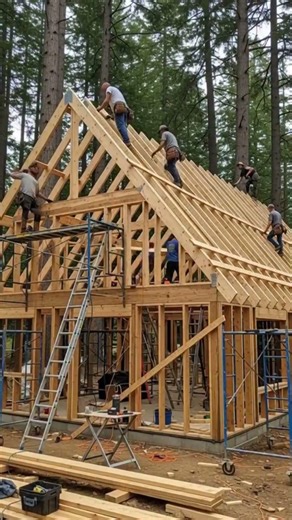 Tiny Cabin Built From Scratch in the Forest 🌲