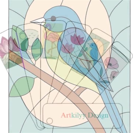 Blue Bird Stained Glass Pattern PDF – Printable Numbered Template for DIY Glass Art & Suncatcher - Etsy