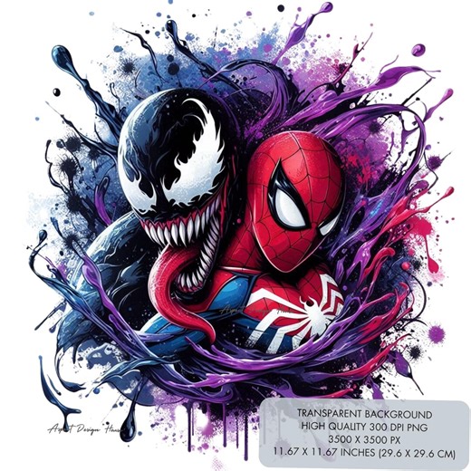 2 Spiderman and Venom PNG, Kids PNG, Cartoon PNG, High Quality 300 Dpi Clipart, Sublimation Designs, Wall Art Prints, Digital Download - Etsy