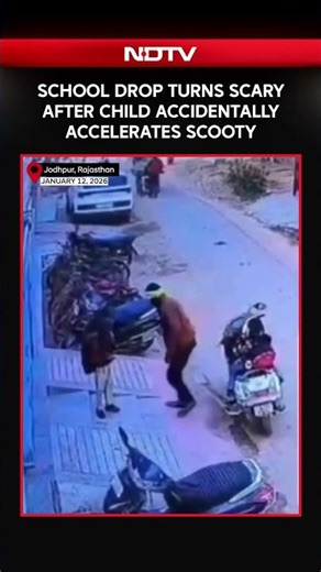School Drop Turns Scary After Child Accidentally Accelerates Scooty in Rajasthan