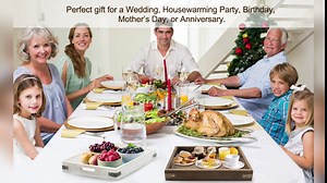 Rustic Wood Serving Tray Set of 2 Ottoman Trays Nesting Decorative Serving Trays Platter for Ottoman, Coffee Table, Rectangular Wooden Breakfast Tray for Kitchen, Dining Room, Living Room