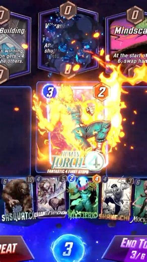 Human Torch First Steps🔥 – What Happens When the Flames Double? | #MarvelSnap #human-torch #shorts