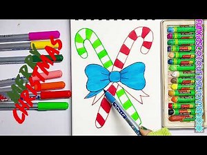 How to Draw & Colour a Candy Cane with Bow 🎄 | Easy Christmas Drawing for Kids