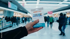 mall with a high glass ceiling filled with shoppers. "Sale" signs are visible everywhere