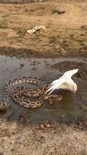 Indian Python Snake vs Heron #highlightseveryone #snake #wildliferescue #cobra #animalrescue #shorts