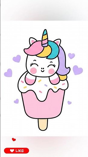 How to Draw a Cute Unicorn Ice Cream Pop 🦄🍦 #drawing #tutorial #cute