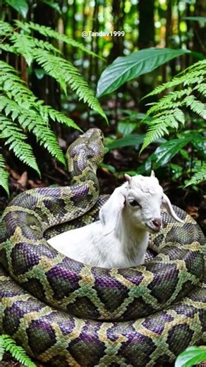 The python has captured the baby goat