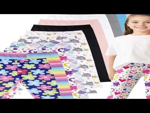12 Pairs Girls Leggings, Kids Breathable Stretchy Solid Color, Cartoon Printed Mix&Match Cute