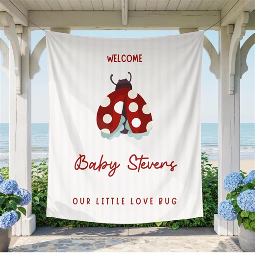 Ladybug Baby Shower Banner Personalized, Love Bug Baby Party Decor, Ladybug Welcome Sign, Custom Baby Shower Photo Backdrop - Etsy