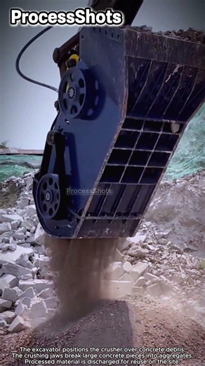 Demolition Concrete Crushing Process On Site #worker #process