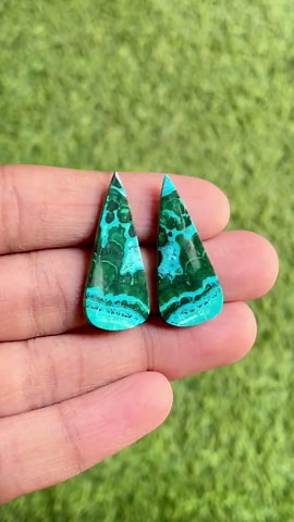 37 Carat Malachite Cabochon Pair Gemstone Dyed Malachite Shape, Pear Making for Jewelry - Etsy
