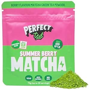 Perfect Ted Matcha | Summer Berry 75g | Ceremonial Grade Matcha Latte Powder | Matcha Tea Powder | Matcha Fuel (30 Servings)