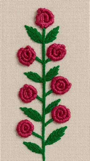 Threaded Rose Vine | Hand Embroidery | Hand Flower Embroidery Design | #shorts #embroidery
