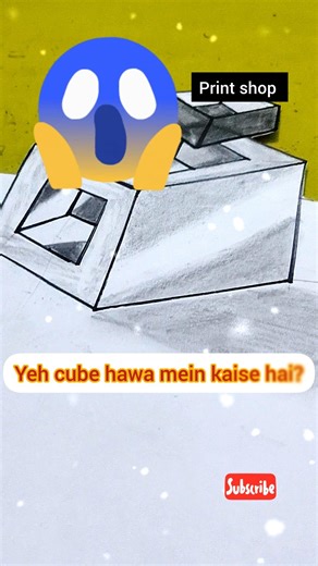 Floating Cube Inside Cube 😮 | 3D Optical Illusion Drawing | #shorts #drawing