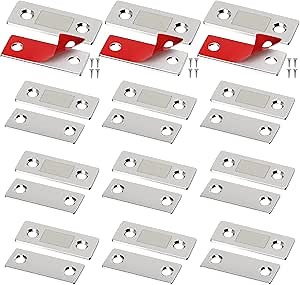 Cabinet Magnetic Jiayi 12 Pack Ultra Thin Catch Stainless Steel Magnet Door Latch Adhesive Drawer Magnet Catch for Kitchen Cabinet Door Magnets Closet Door Closing Magnetic Door Catch Closer