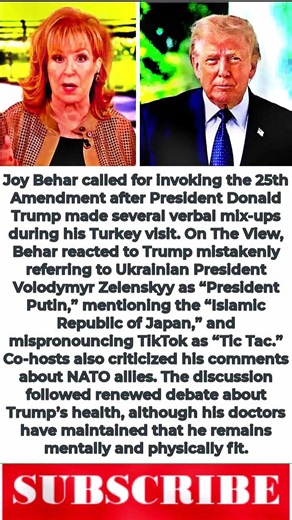 Joy Behar Calls for 25th Amendment After Trump’s String of Turkey Trip Mix-Ups